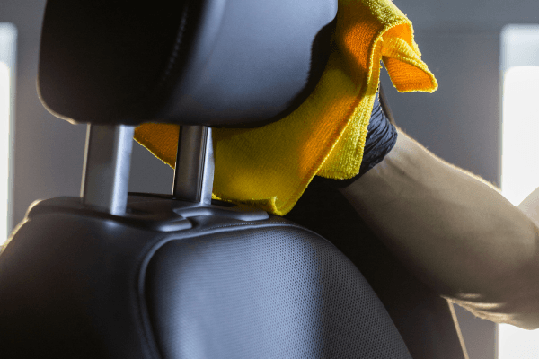 auto detailing cloth on car interior