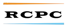 Logo du RCPC avec des lignes orange et bleues.