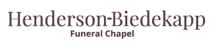Henderson-Biedekapp Funeral Chapel logo in dark gray lettering.