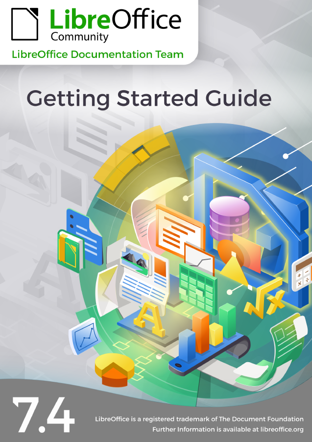 Colorful graphic cover for the LibreOffice Getting Started Guide
