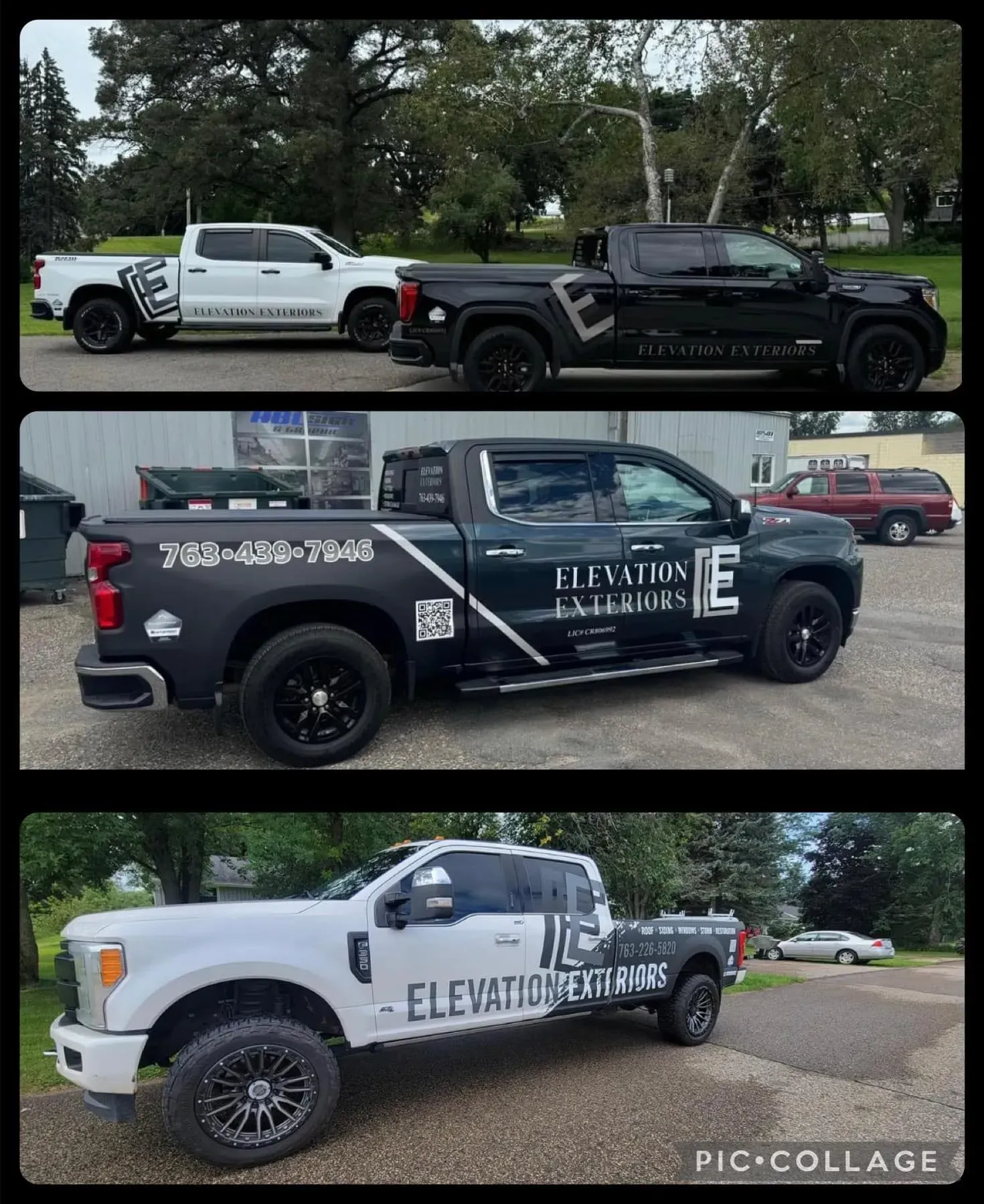 Three trucks displaying 