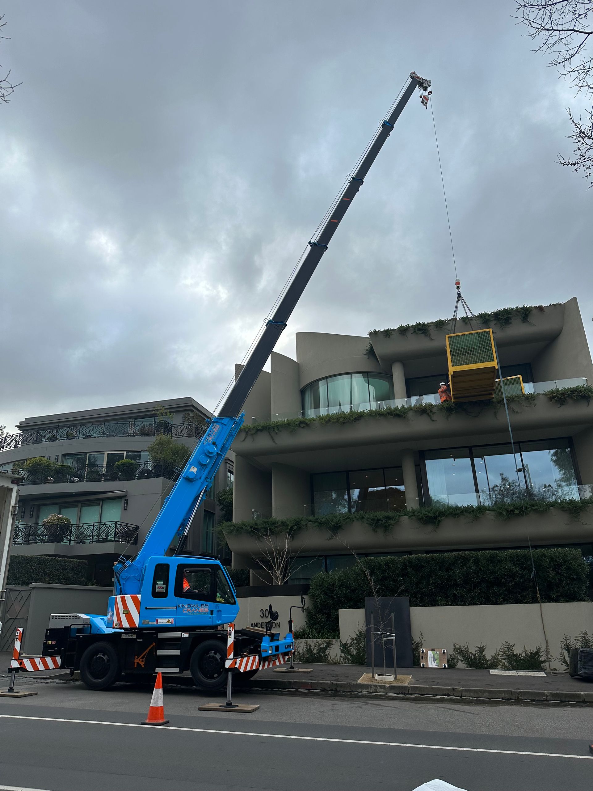 Crane lifting heavy load