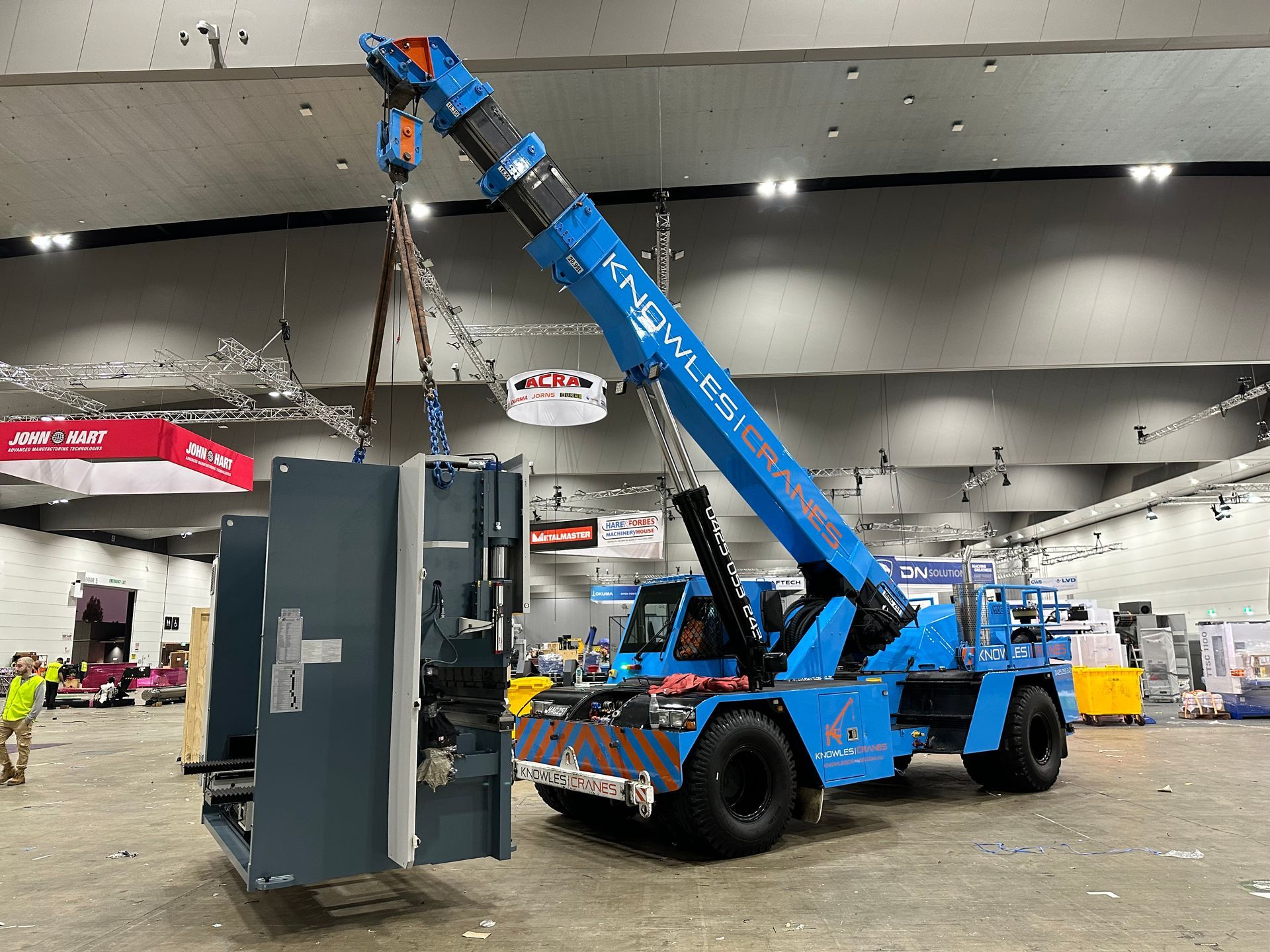 Crane lifting heavy vault