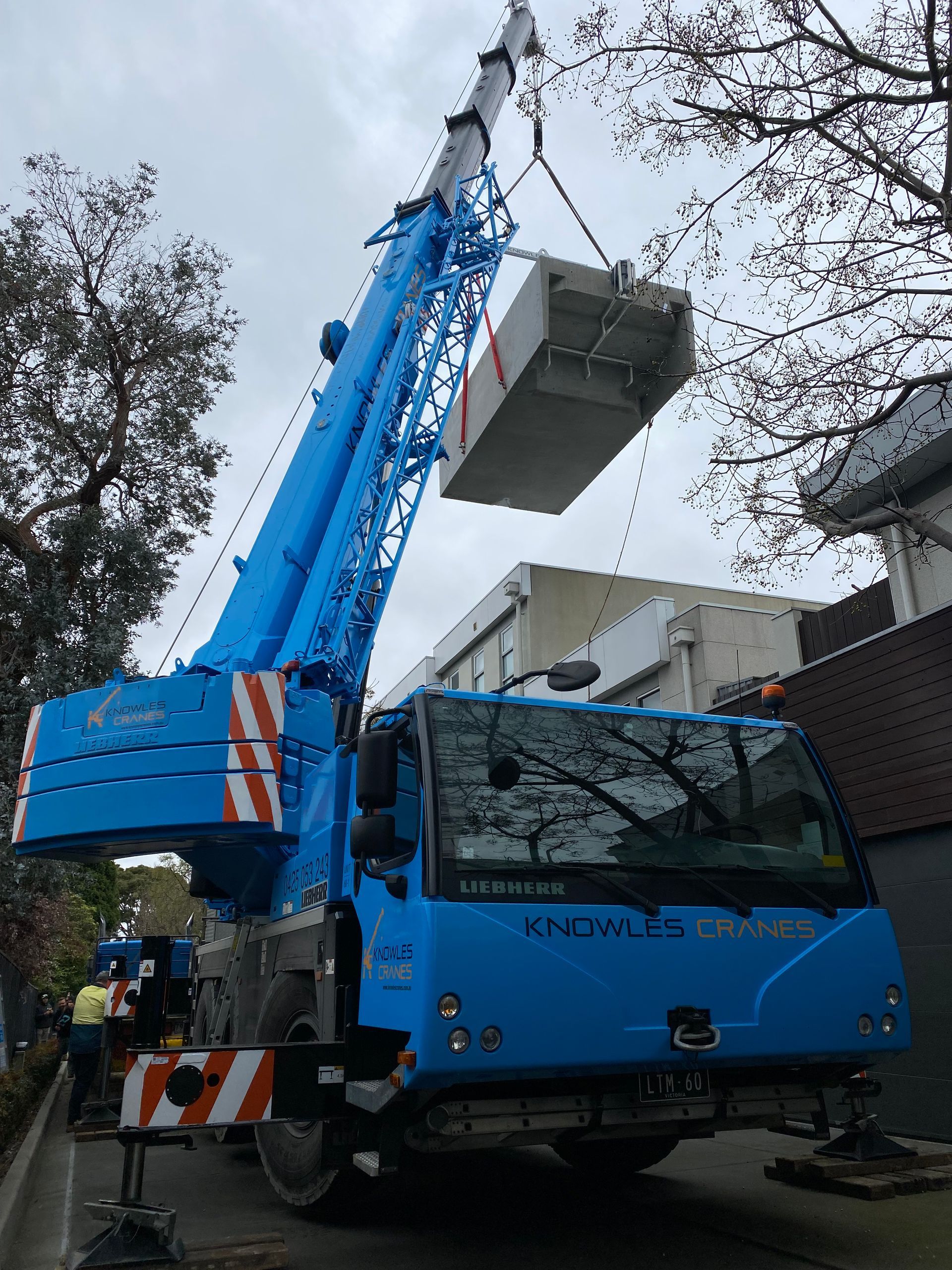 Mobile crane at worksite