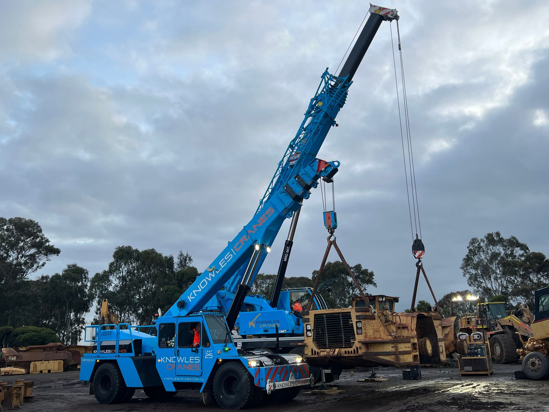 Crane lifting heavy load