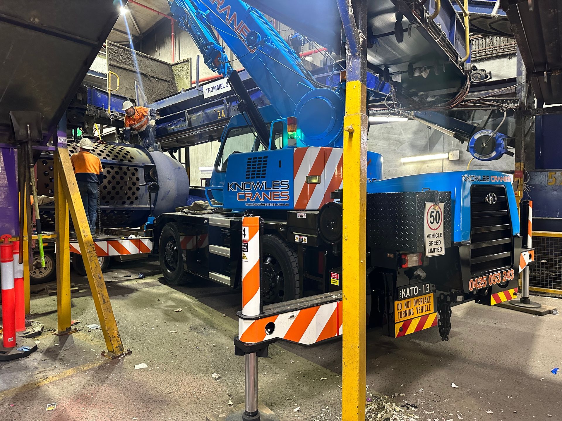 Mobile crane at worksite