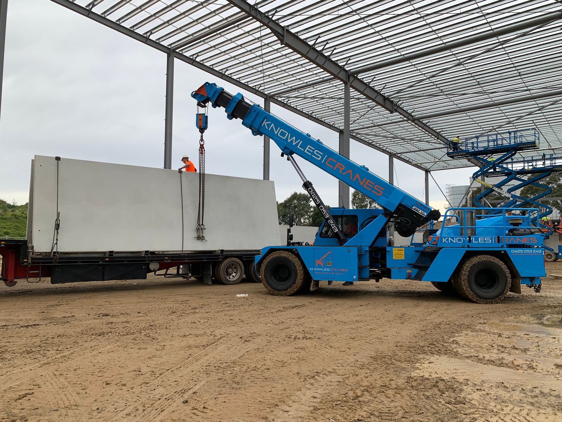 Crane hoisting materials