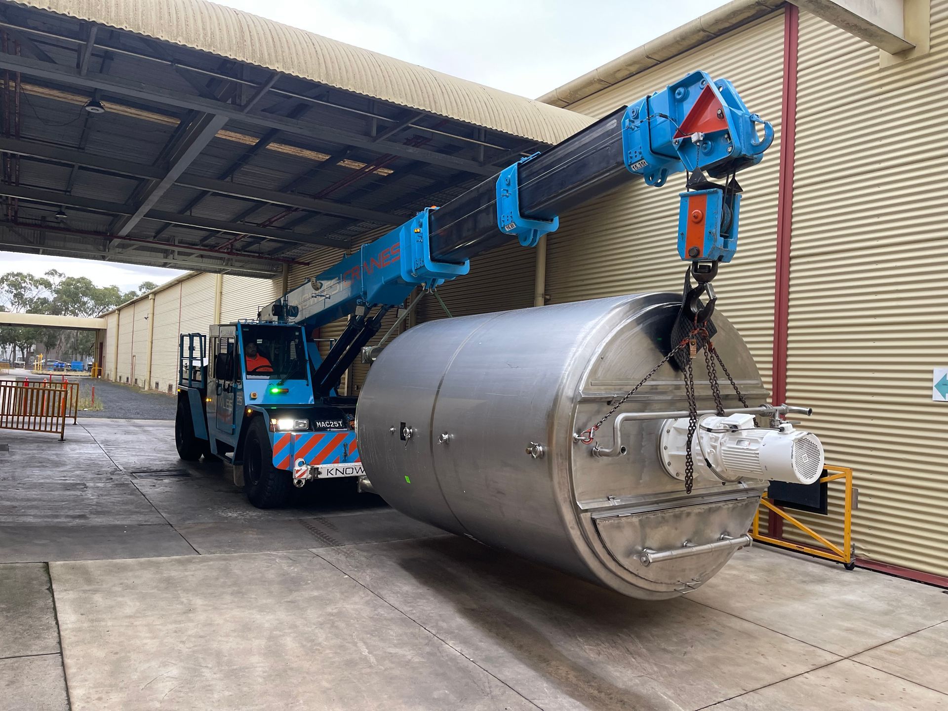 Crane lifting heavy load