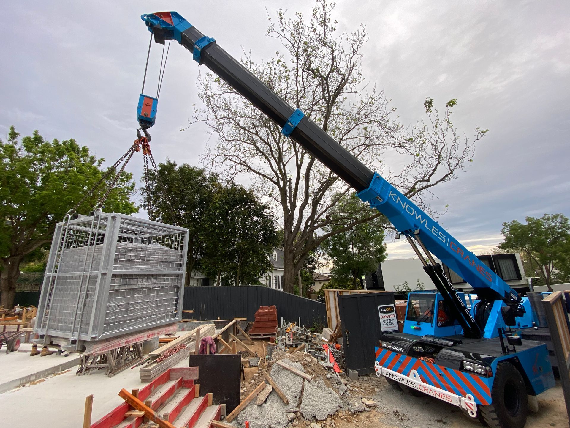 Crane hoisting materials