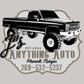 Logo: Black lifted truck, "J's Anything Auto", Plainwell, MI, with phone number, est. 2022.