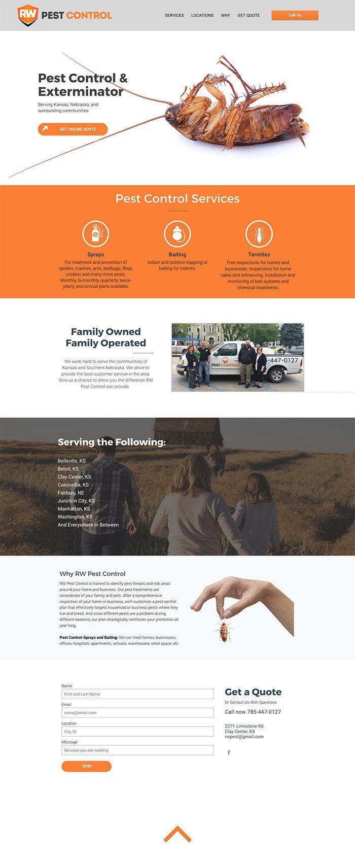 One page small business website design example