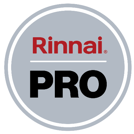 A logo for a company called rinnai pro in a circle.