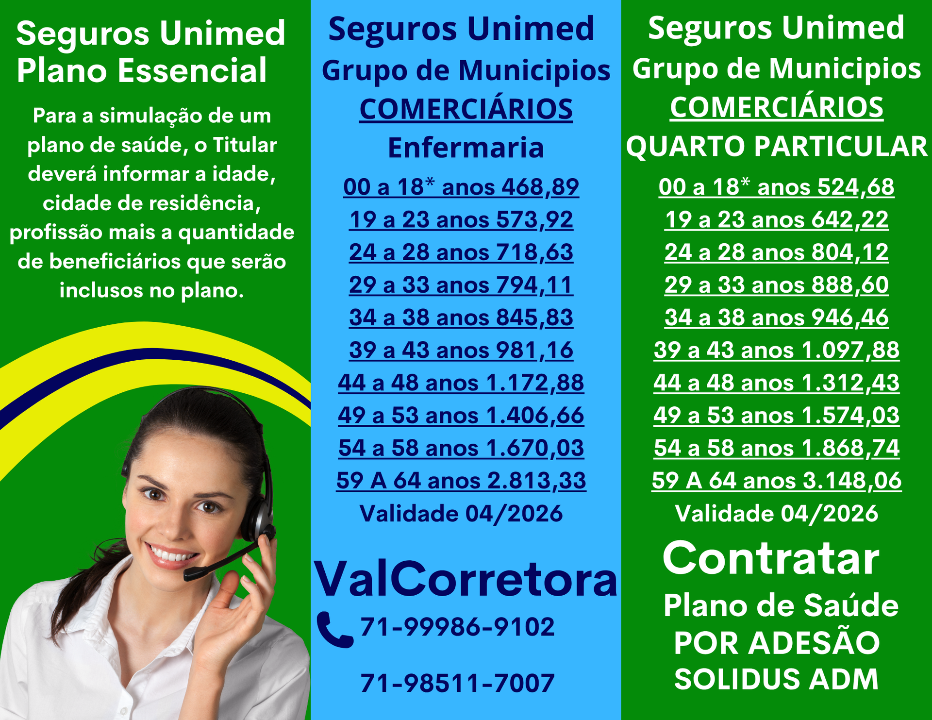 tabelas seguros unimed plano essencial