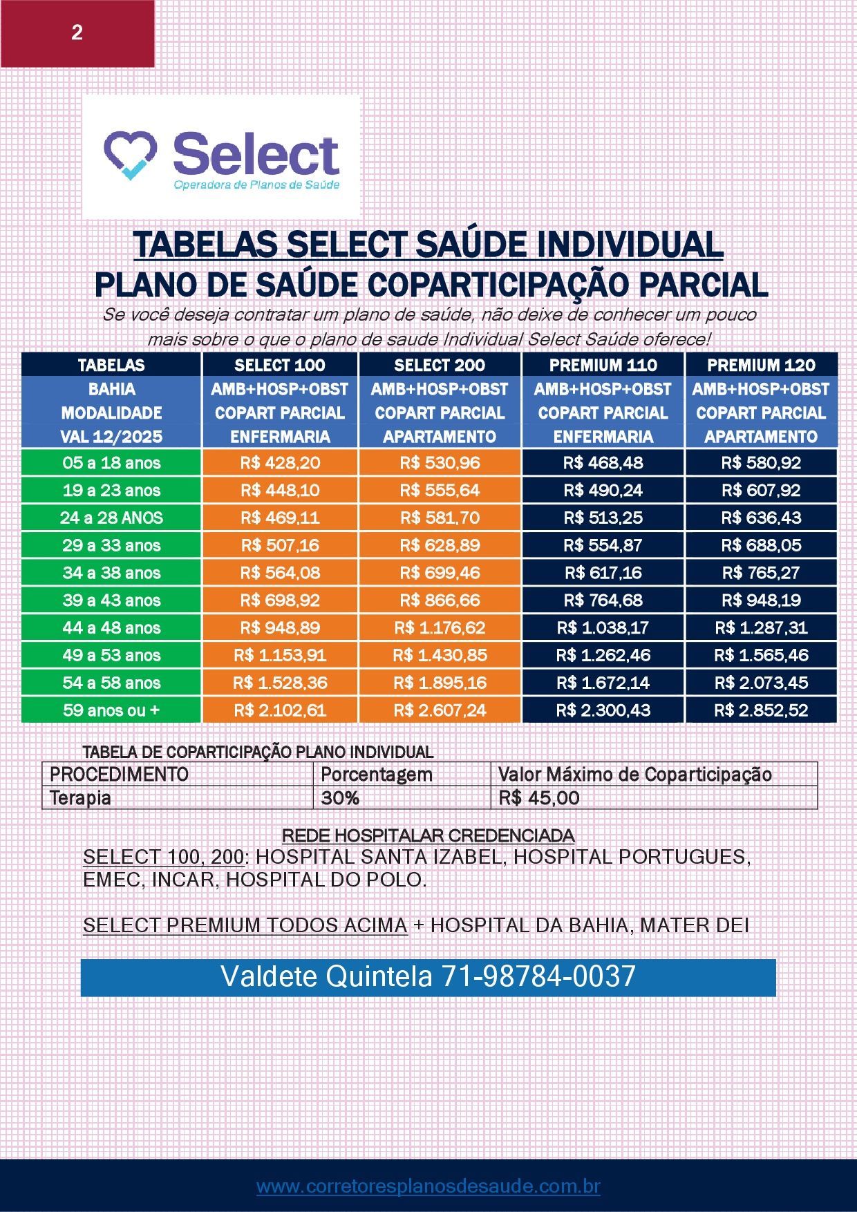 tabelas de preços select saude