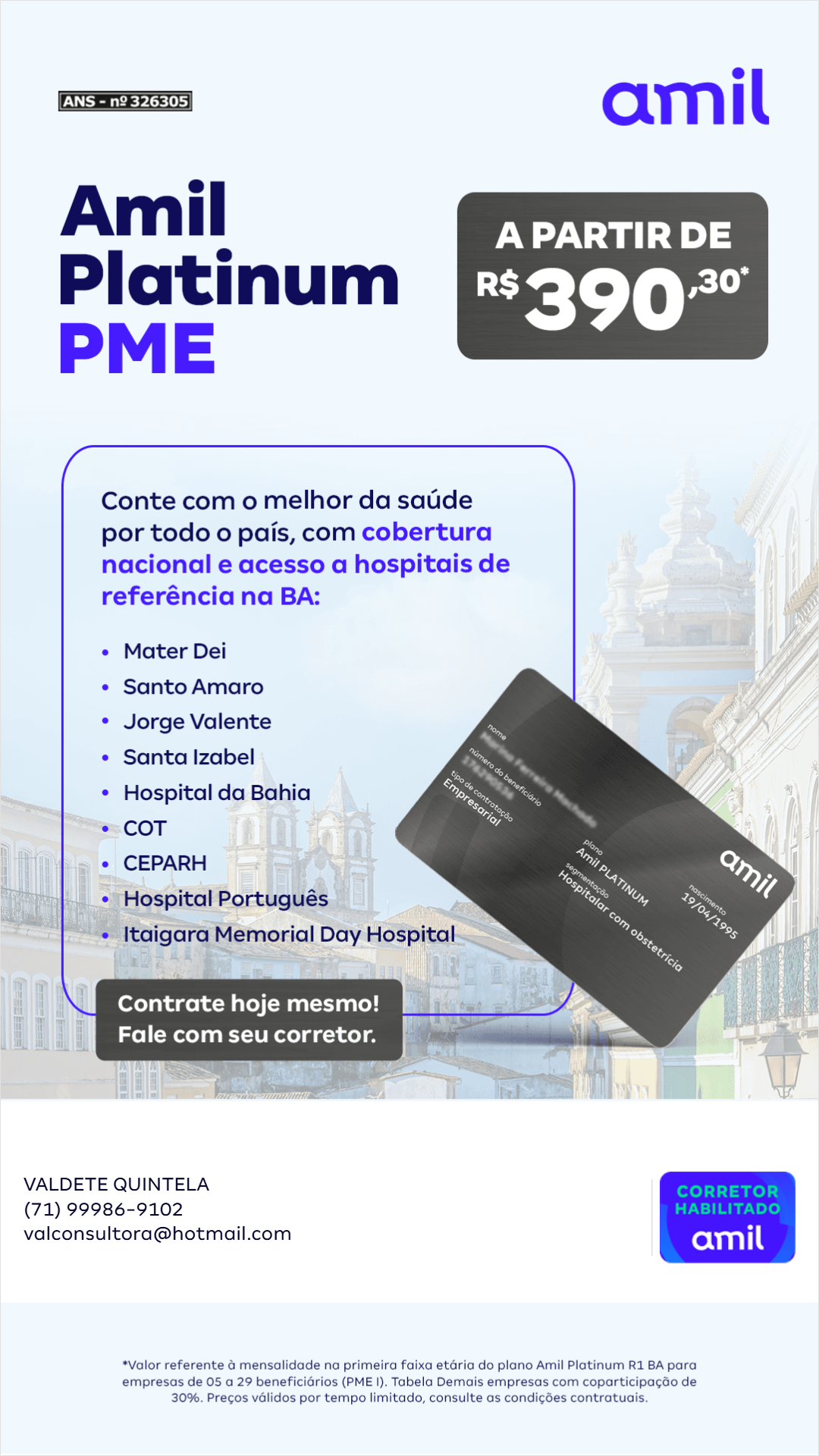Telefone Whatsapp Corretor Vendas de Plano de Saude Empresarial Amil