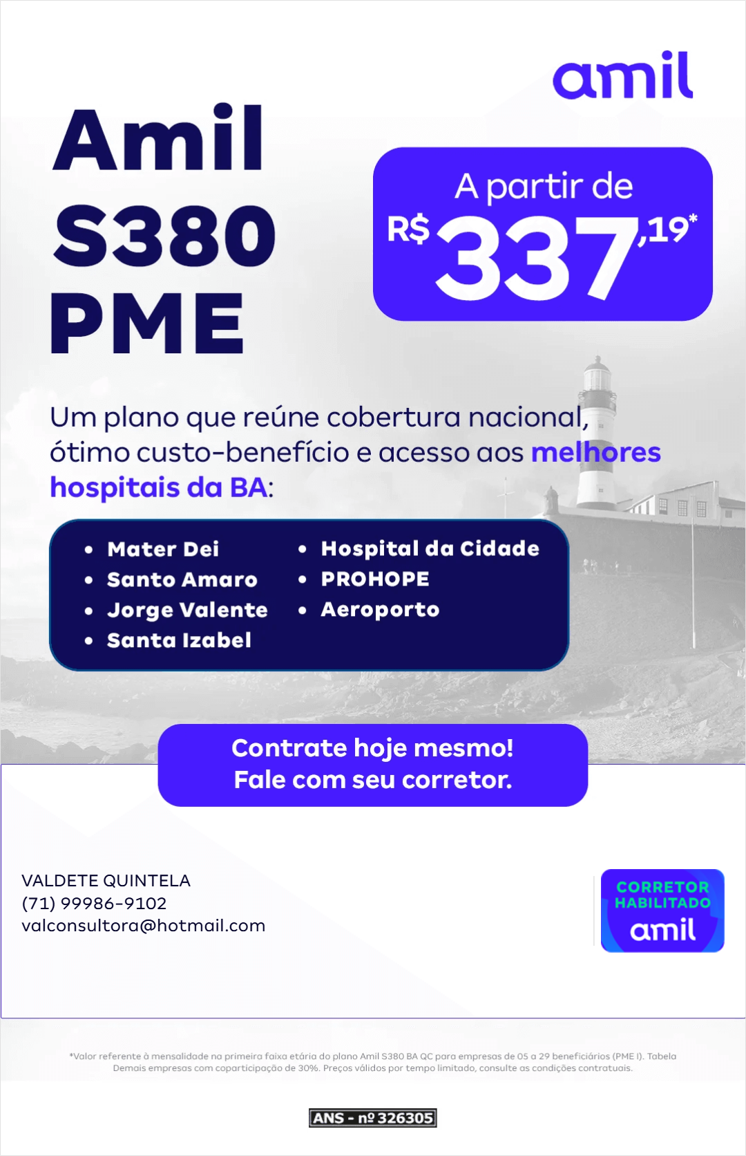Telefone Whatsapp Corretor Vendas de Plano de Saude Empresarial Amil