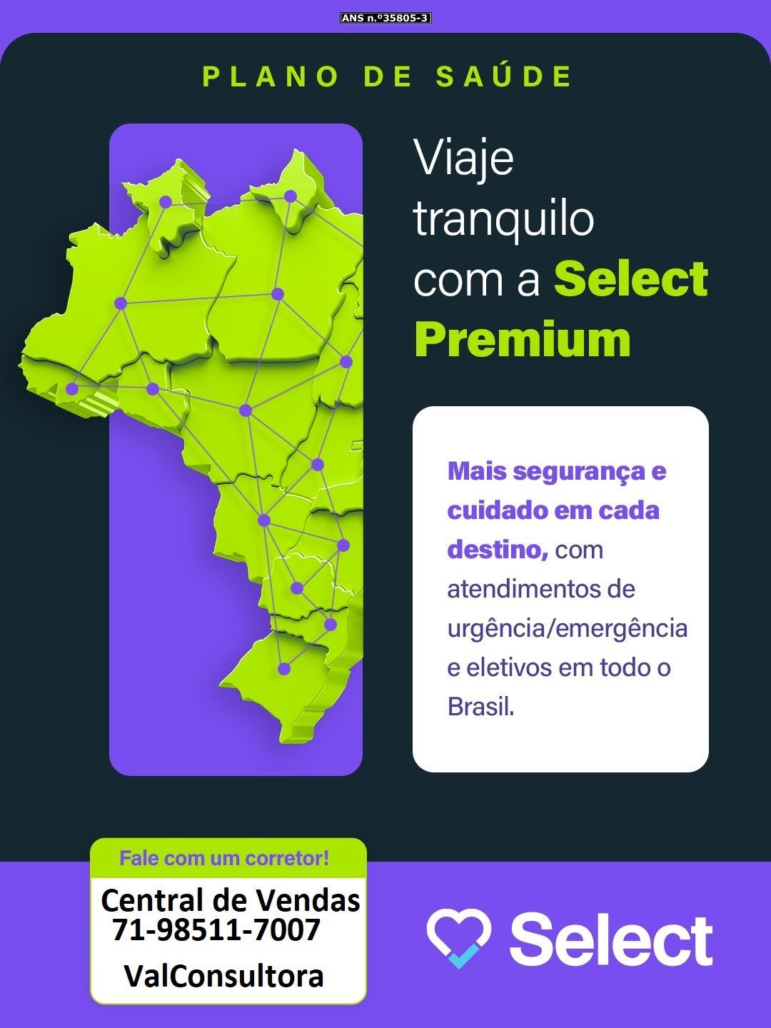 Telefone Whatsapp Corretor Vendas de Plano de Saude Empresarial Select Saude
