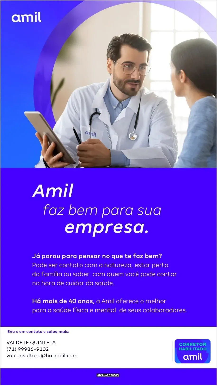 Telefone Whatsapp Corretor Vendas de Plano de Saude Empresarial Amil