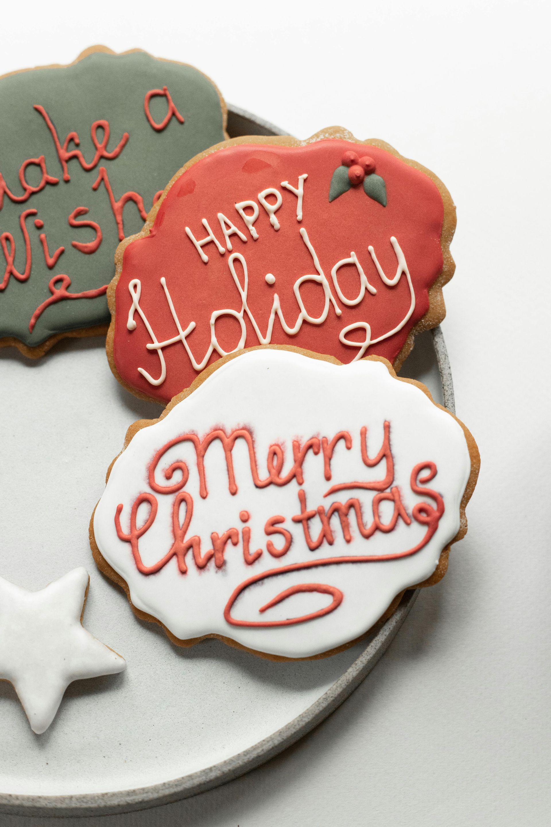 Holiday cookies on a plate with 