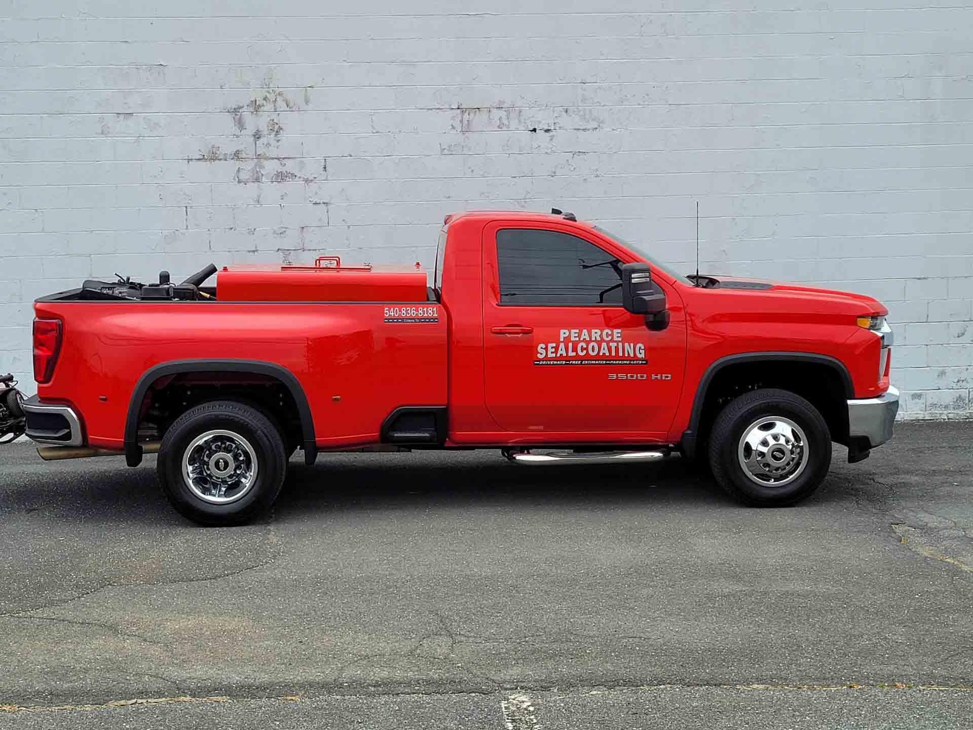 Pearce Seal Coating Red Truck — Waynesboro, VA — Pearce Seal Coating