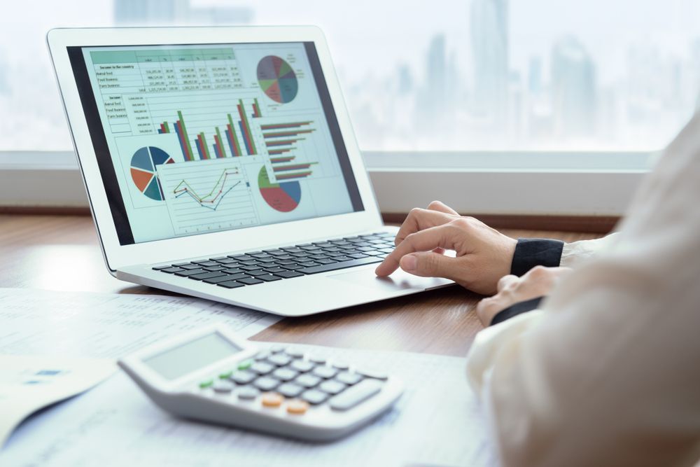 Person Using Laptop Displaying Financial Charts — Precision Financial & Tax In Ross Creek, VIC
