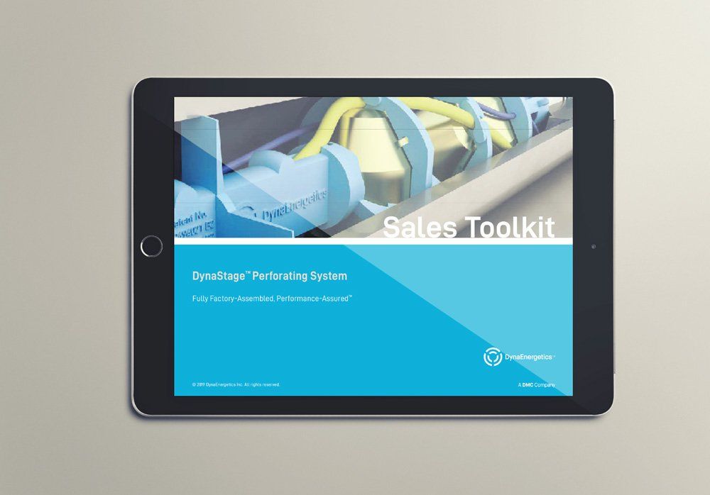 A tablet with a sales toolkit on the screen