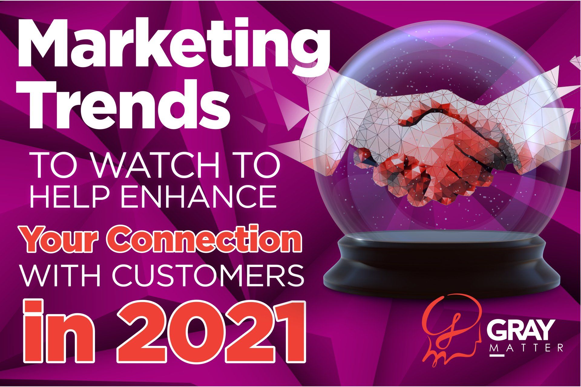 An advertisement for marketing trends to watch to help enhance your connection with customers in 2021