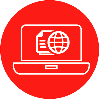 An icon of a laptop with a globe on the screen.
