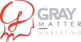 A logo for gray matter marketing with a red and gray head.