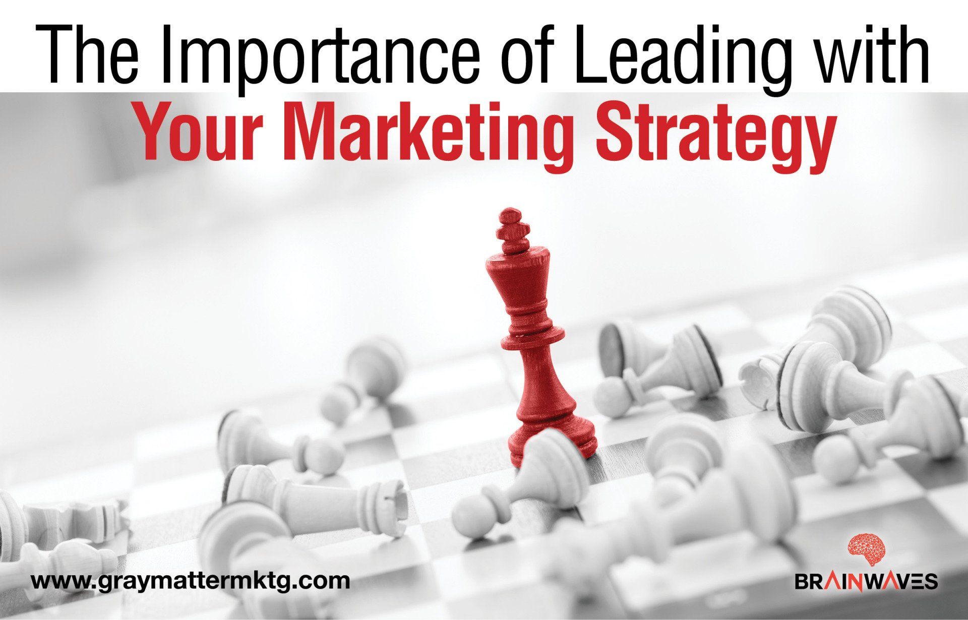 A chess board with the words the importance of leading with your marketing strategy