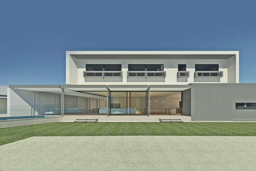 An Artist's Impression of a Modern House With a Swimming Pool — KM Custom Homes In Mount Eliza, VIC