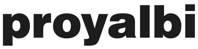 the word proyalbi is written in black on a white background