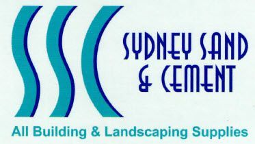the logo for sydney sand and cement all building and landscaping supplies