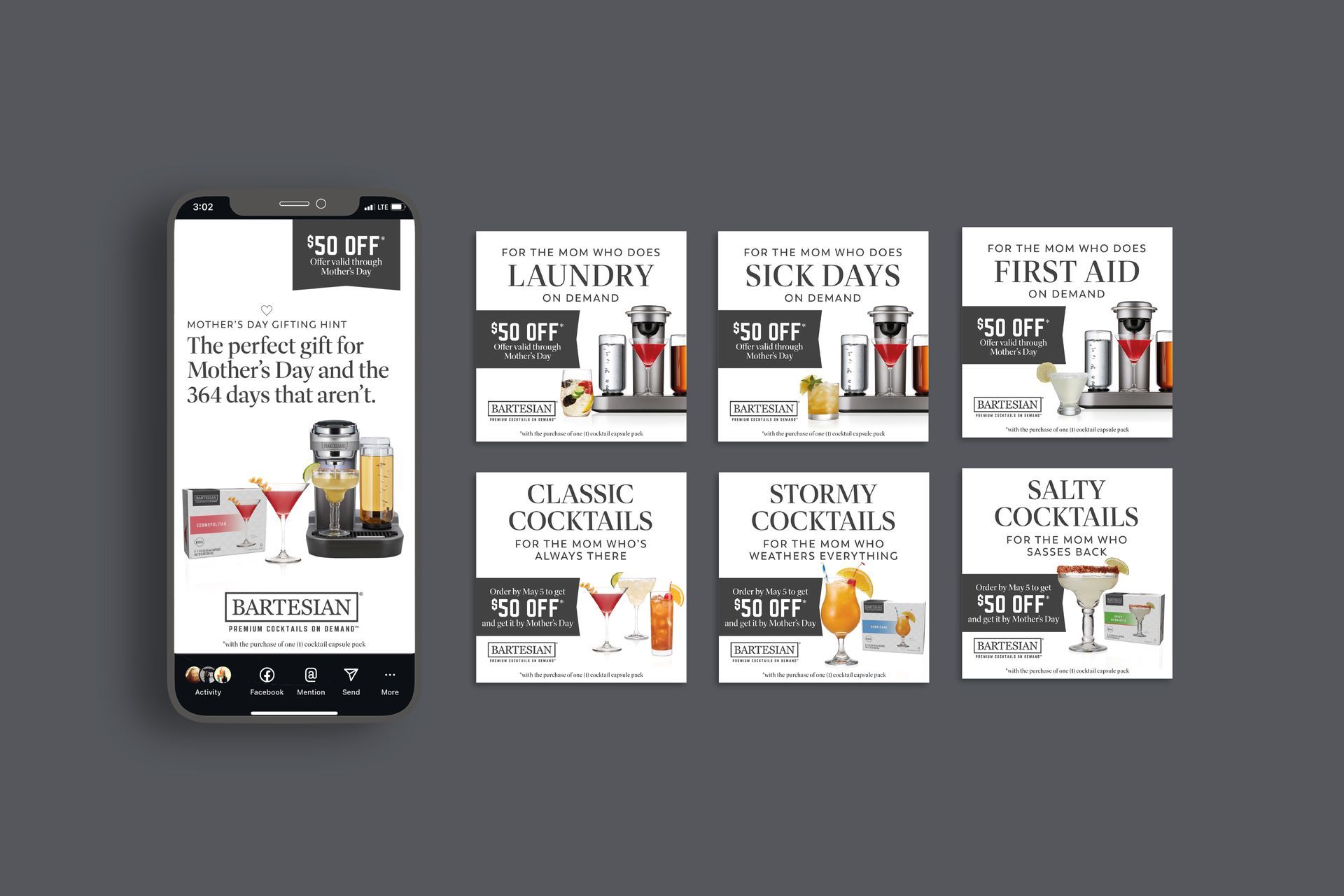 Cocktail capsules meta advertising design