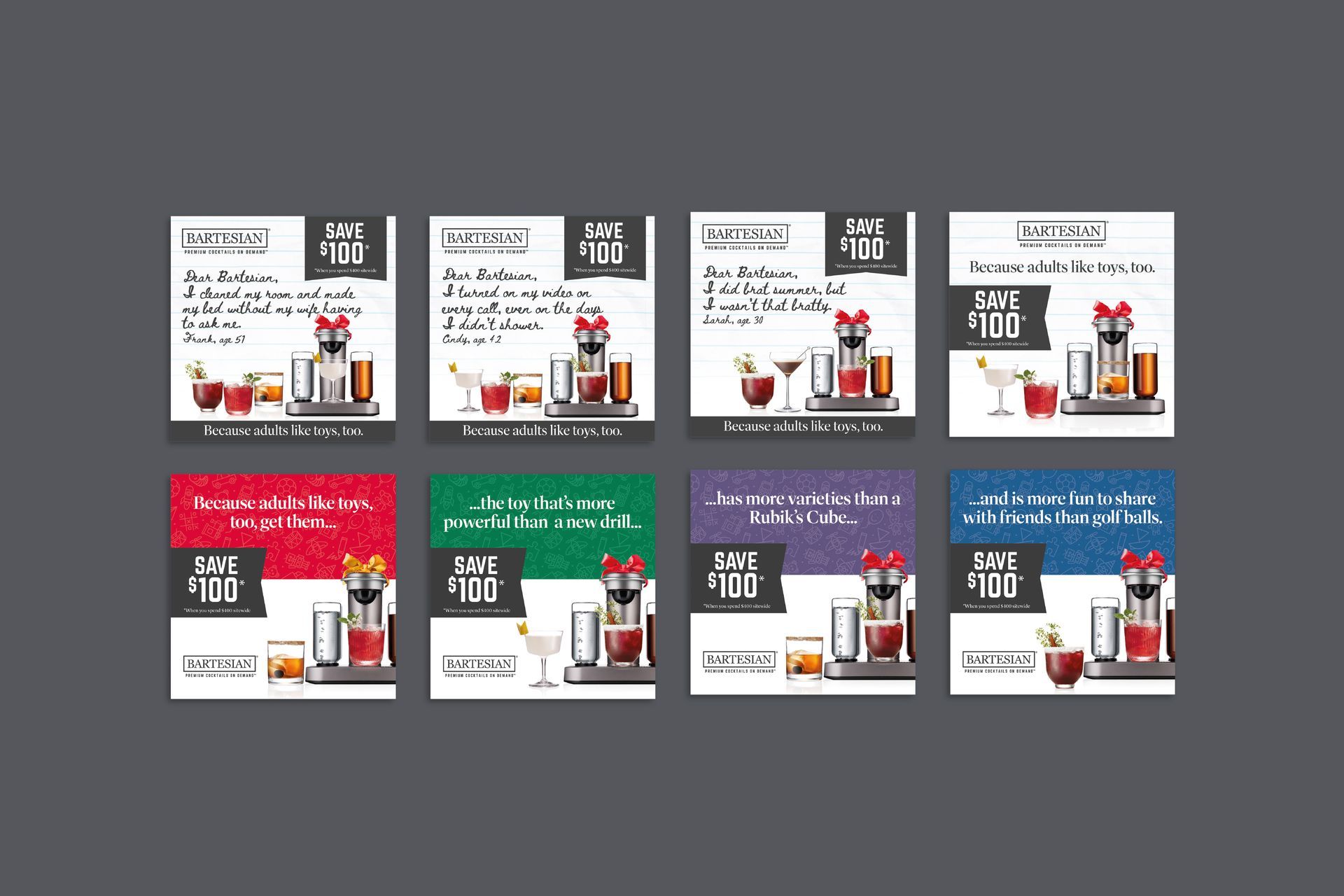 Cocktail capsules meta holiday marketing ads