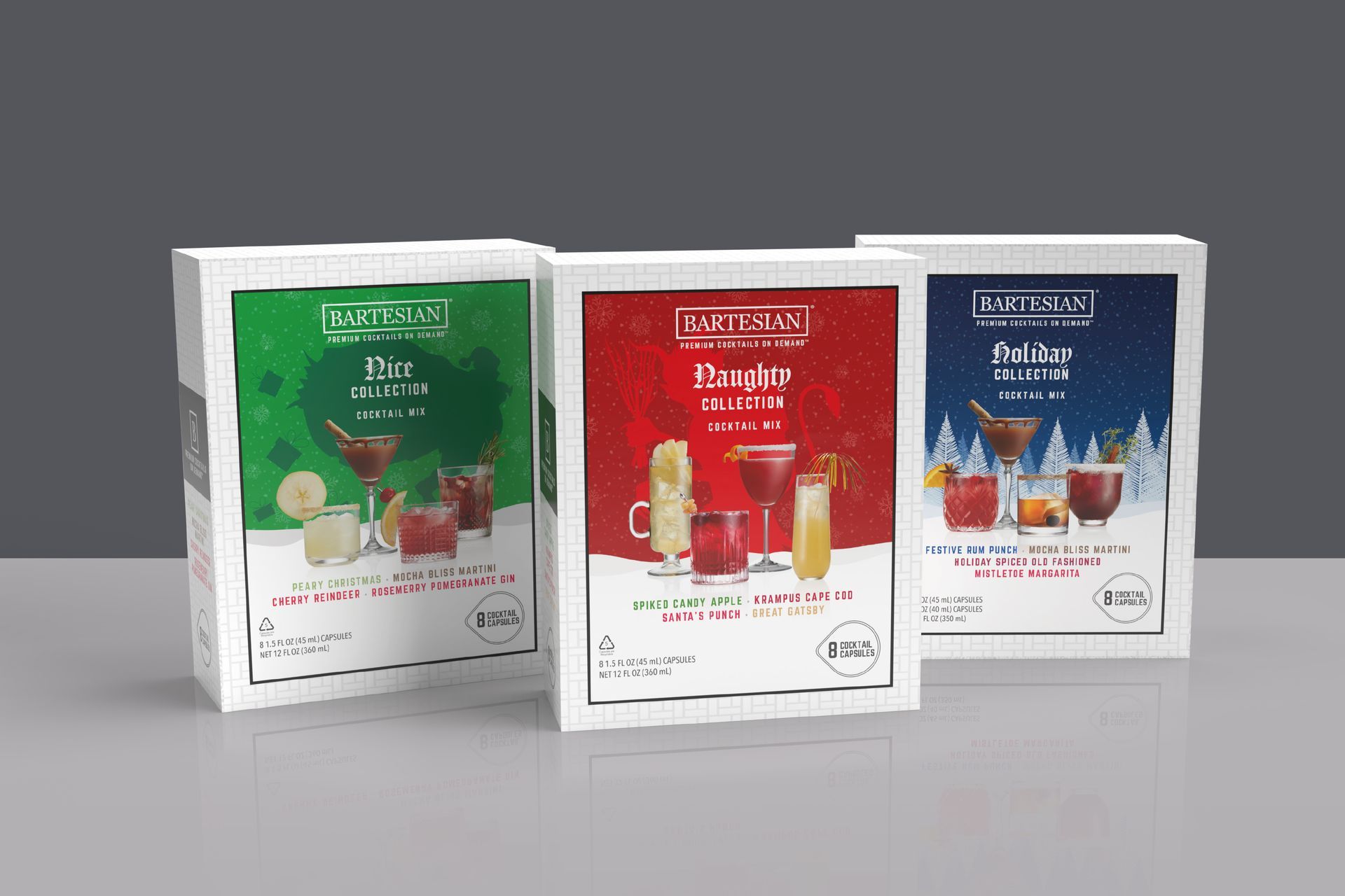 Holiday Cocktail capsules packaging design - box and lids