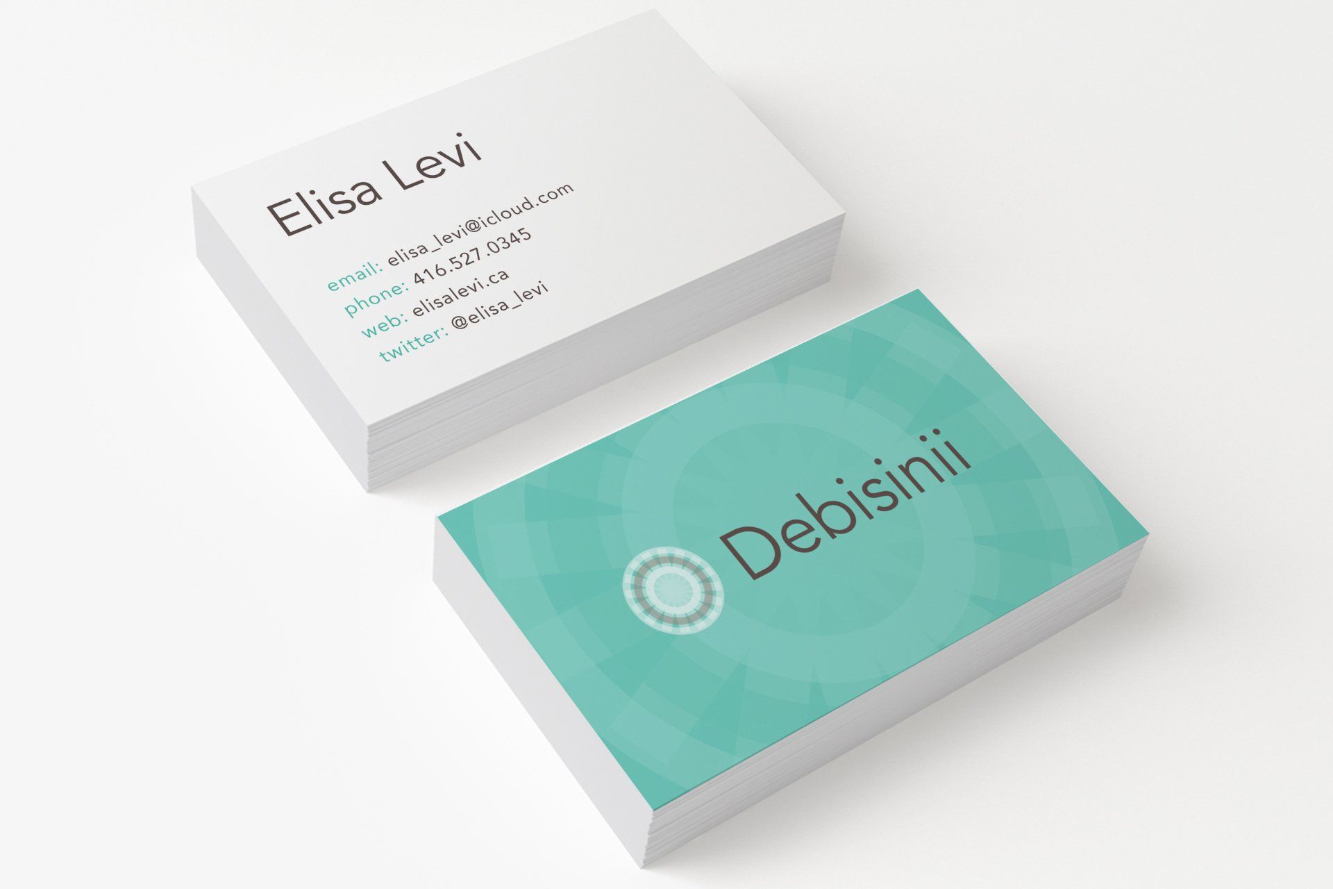 Debisinii stationery design by graphic designer Ben Haskins of Active Reason Design
