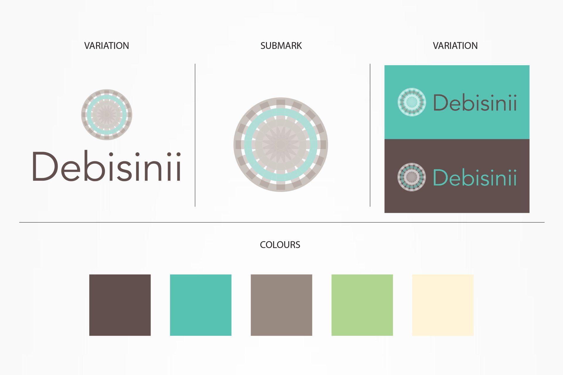 Debisinii brand colour palatte by graphic designer Ben Haskins of Active Reason Design