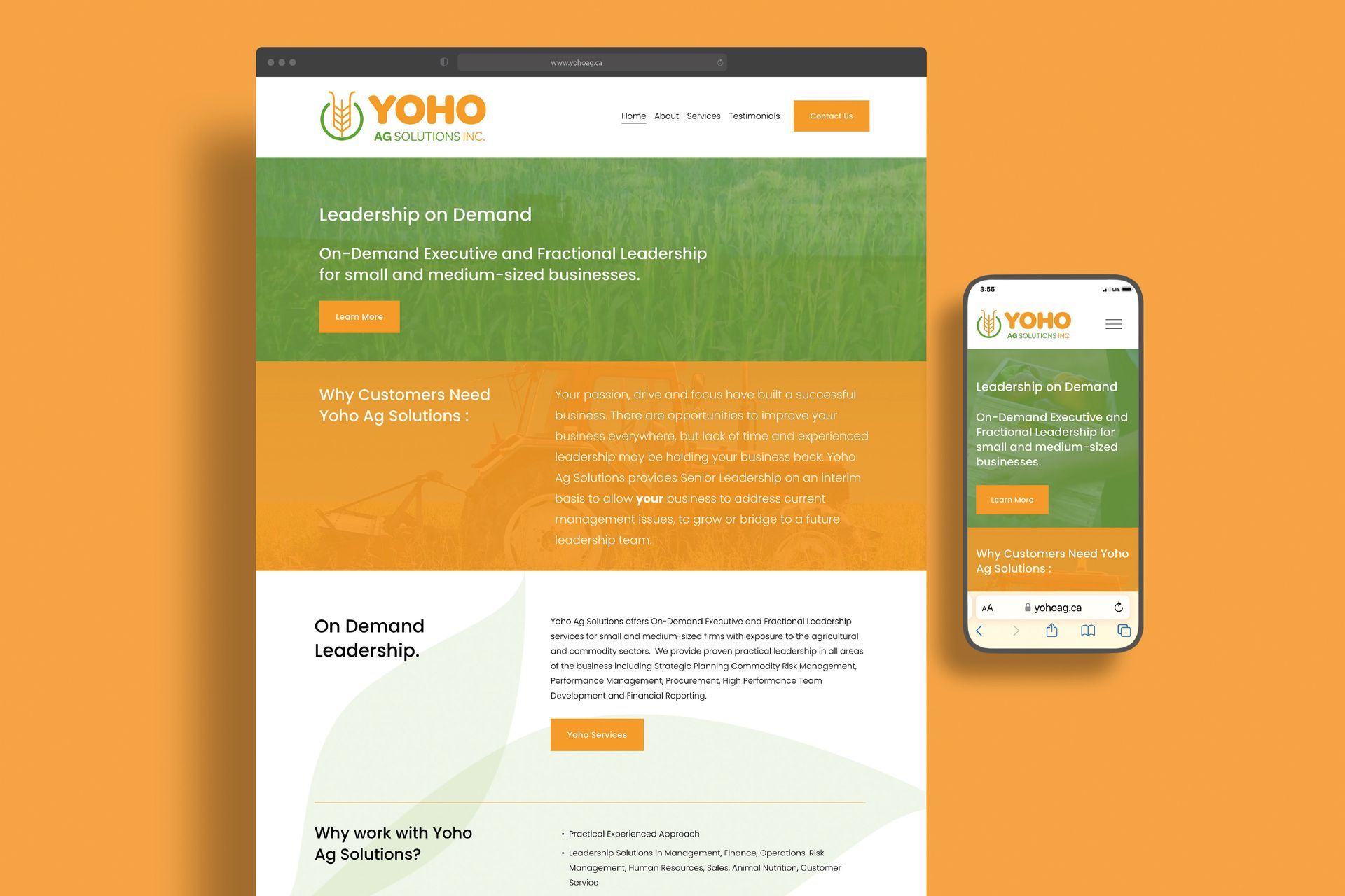 Yoho Ag Solutions website design and development