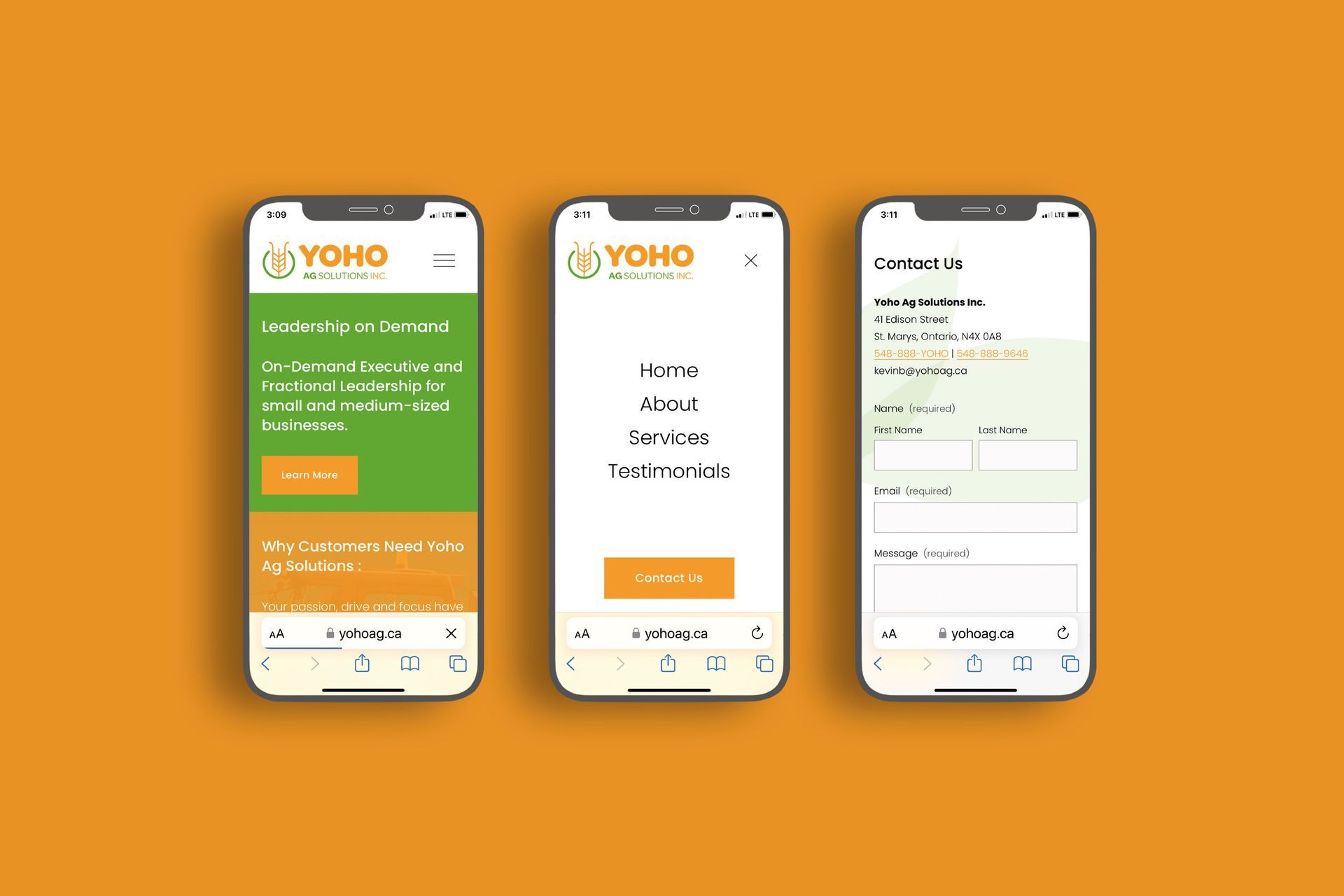 Yoho Ag Solutions website design and development - mobile