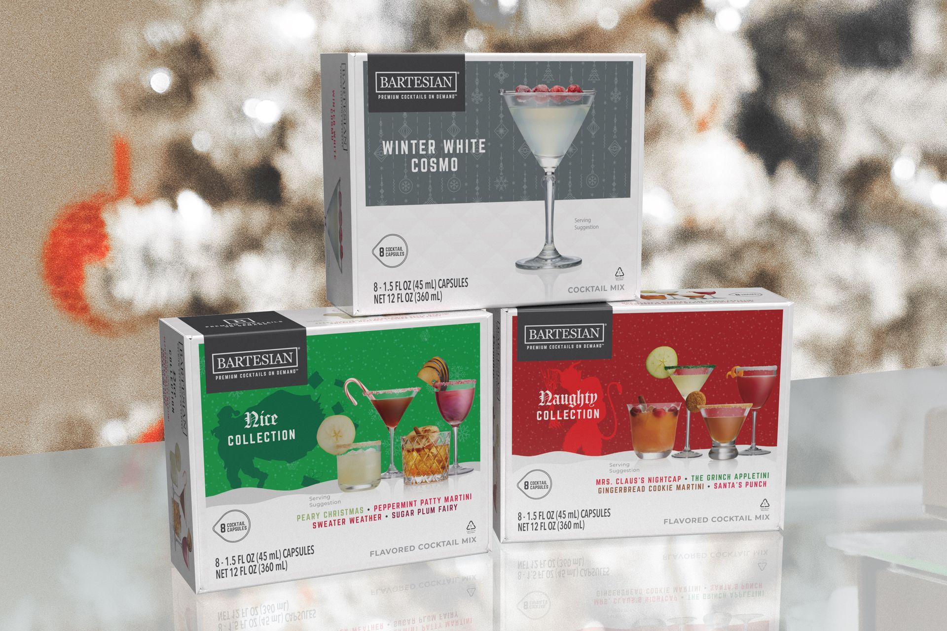 Holiday cocktail capsules packaging design - box and lids