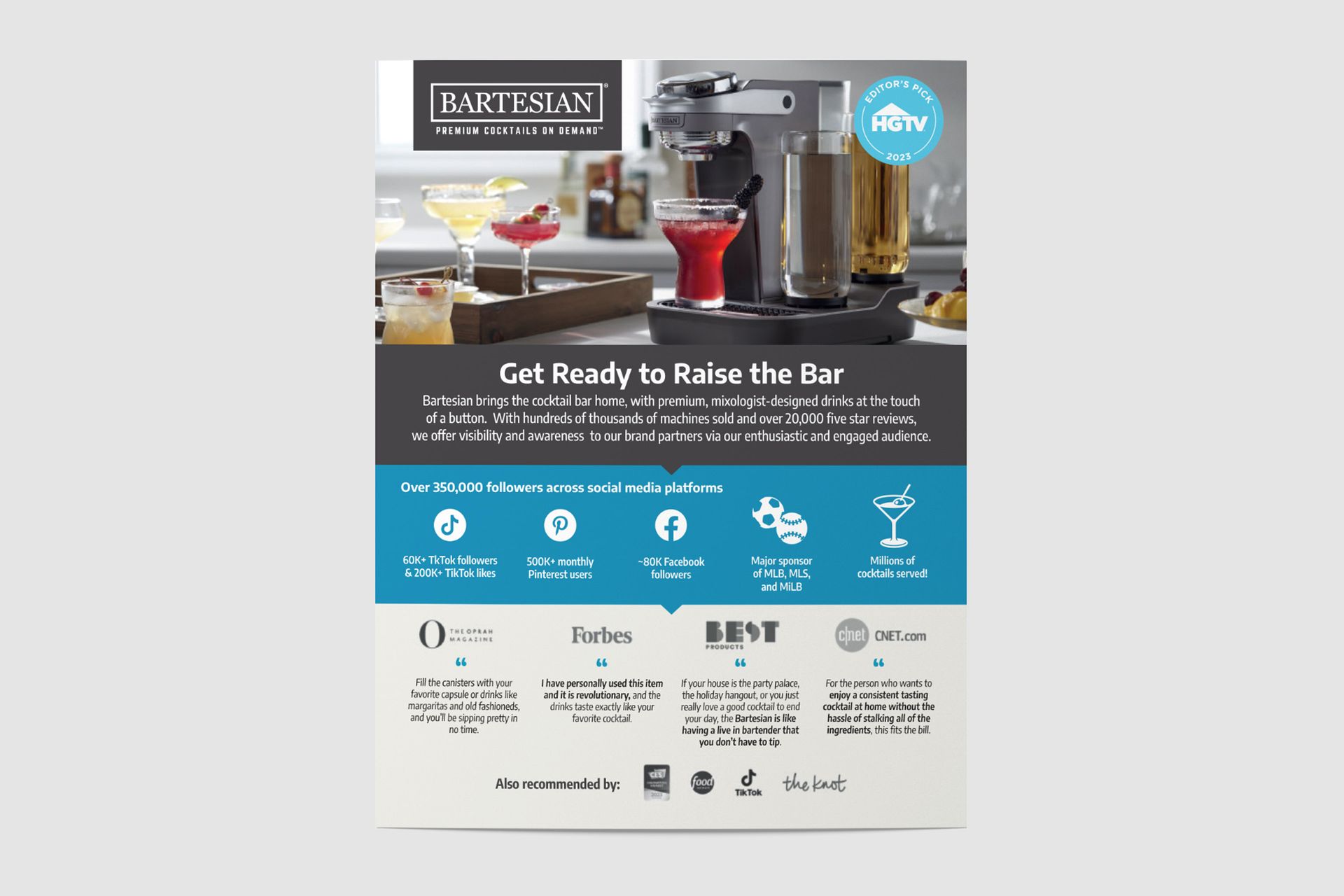 Cocktail capsules and machine sell sheet design