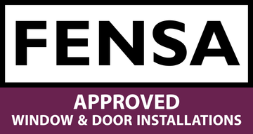 FENSA logo: black text on white, "APPROVED" and "WINDOW & DOOR INSTALLATIONS" on purple banner.