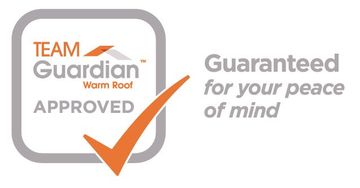Team Guardian Warm Roof approved logo with an orange checkmark, guaranteeing peace of mind.
