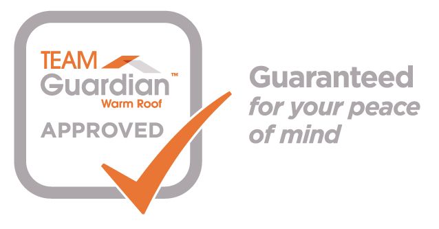 Team Guardian Warm Roof approved logo with an orange checkmark, guaranteeing peace of mind.