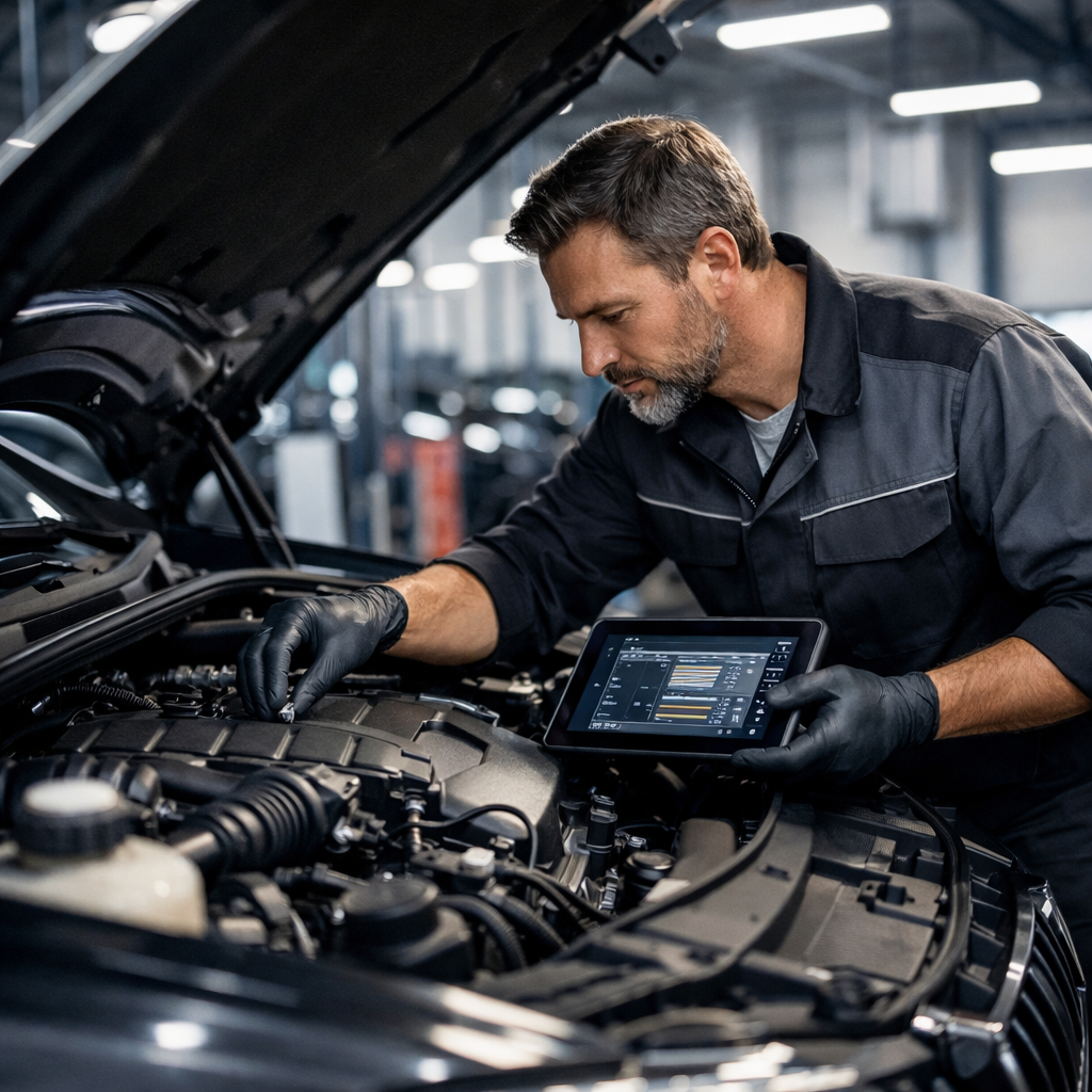 Inspektion und Wartung am Auto