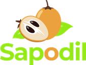 A logo for sapodil shows a fruit cut in half