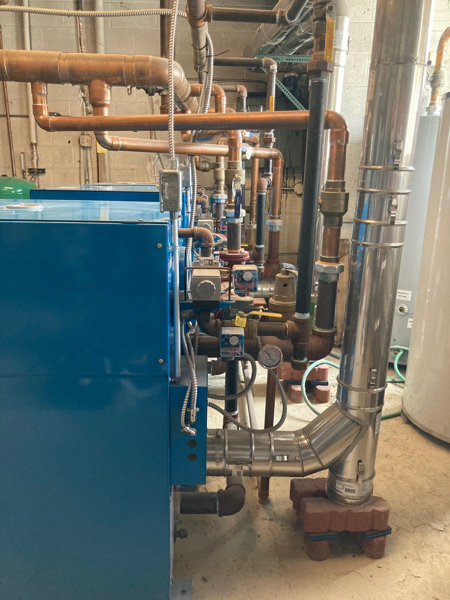 Side View of Blue Boiler — Detroit, MI — Astro Heating & Cooling Inc.