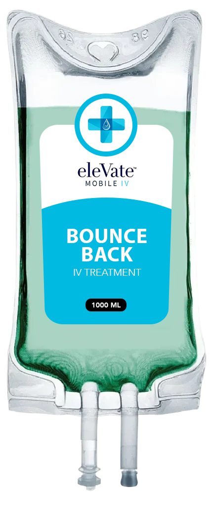 A bag of bounce back is sitting on a table.