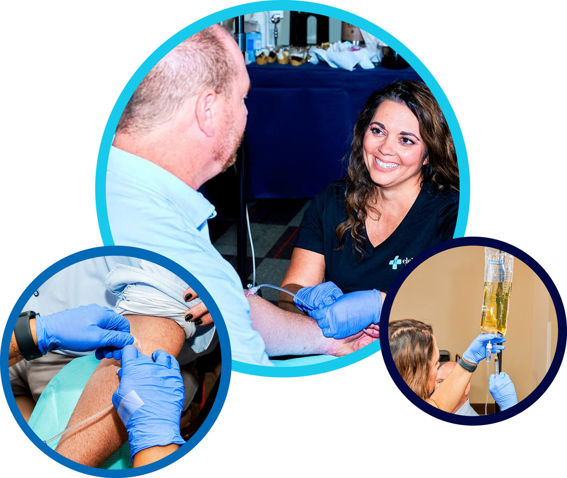 A woman is sitting on a couch with an iv in her hand.